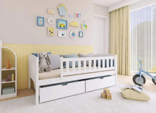 GUCIO 90x200 blanc lit enfant simple Lano Meubles