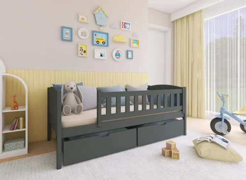 GUCIO 90x200 graphite lit enfant simple Lano Meubles