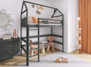 GLORIA 90x190 graphite lit enfant simple mezzanine Lano Meubles