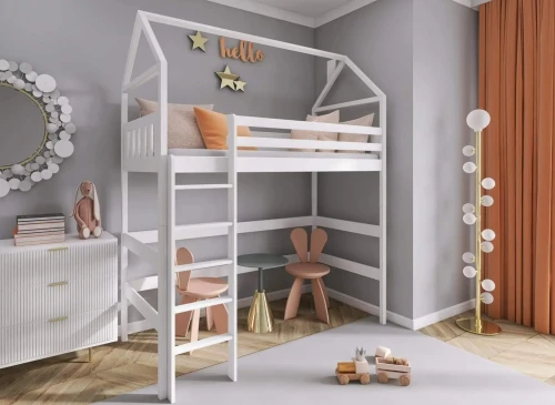 GLORIA 90x200 blanc lit enfant simple mezzanine Lano Meubles