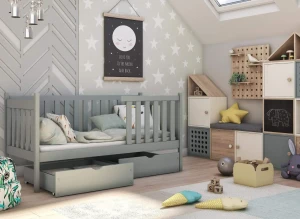 ALICJA 90x190 gris lit enfant simple Lano Meubles