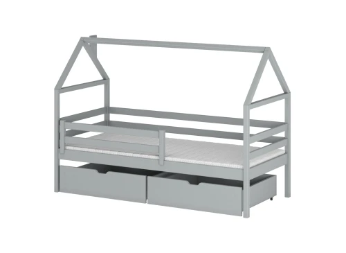 ARON 80x170 gris lit cabane enfant Lano Meubles