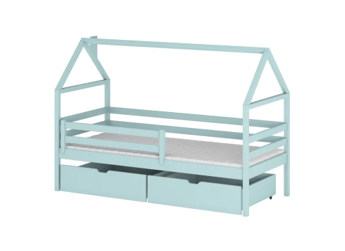ARON 90x200 bleu lit cabane enfant Lano Meubles
