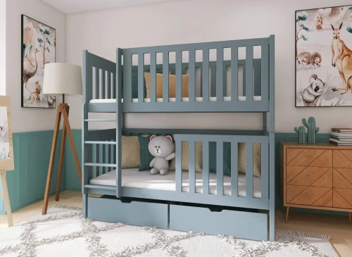 DAWID 90x190 gris lit superposé Lano Meubles