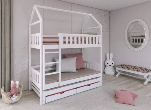 IGA 90x200 blanc lit superposé maison Lano Meubles