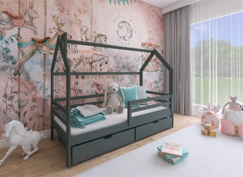 LILA 80x180 graphite lit cabane enfant Lano Meubles