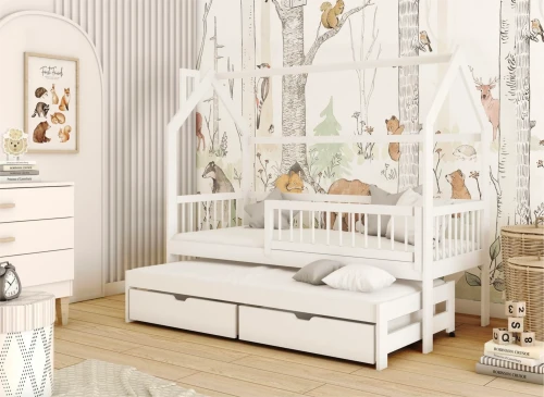 PAPI 90x190 blanc lit enfant maison Lano Meubles