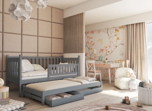 KAJA 80x190 gris lit gigogne Lano Meubles