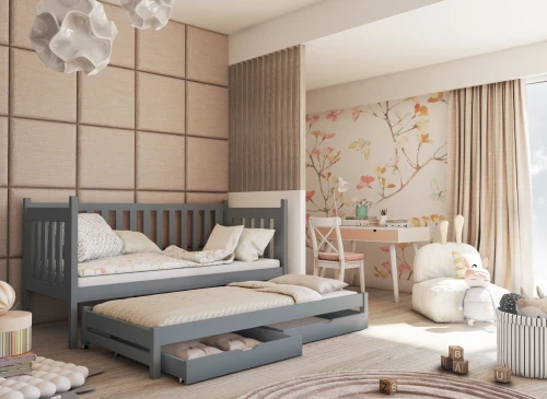 KAJA 80x160 gris lit gigogne Lano Meubles