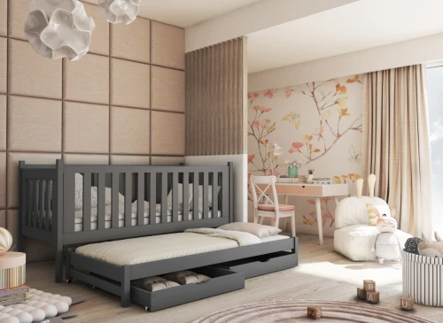 KAJA 90x200 graphite lit gigogne Lano Meubles