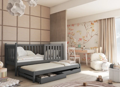 KAJA 80x200 graphite lit gigogne Lano Meubles