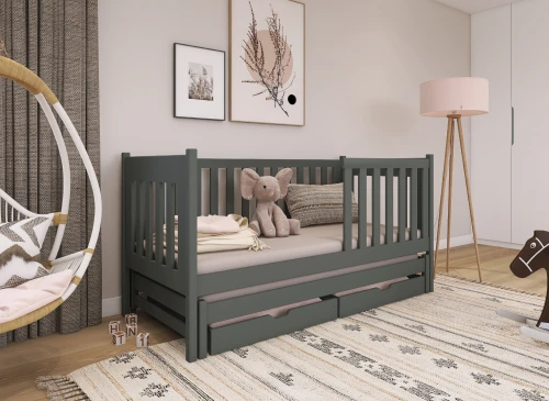 KAJA 80x190 graphite lit gigogne Lano Meubles