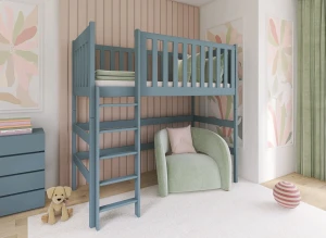 LAURA 90x190 gris lit enfant simple mezzanine Lano Meubles