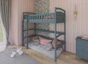 MIA 90x200 gris lit enfant simple mezzanine Lano Meubles