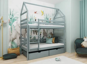 ALEX 80x180 gris lit superposé Lano Meubles