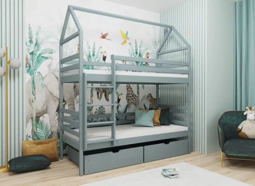 ALEX 80x190 gris lit superposé Lano Meubles