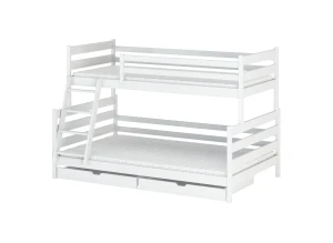 FAMI 90x200/120x200 blanc lit superposé à base large Lano Meubles