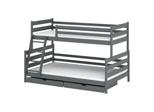 FAMI 90x200/120x200 graphite lit superposé à base large Lano Meubles