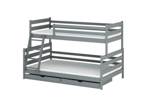 FAMI 90x200/120x200 gris lit superposé à base large Lano Meubles