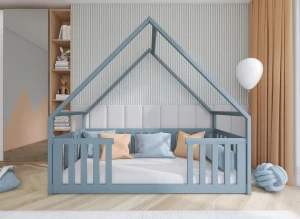BEE 90x190 gris maison lit Montessori au sol pour enfants Lano Meubles