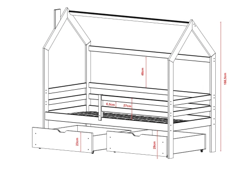 LILA 90x200 graphite lit cabane enfant Lano Meubles