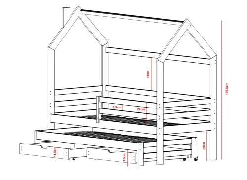 DANEK 90x190 graphite lit enfant maison Lano Meubles