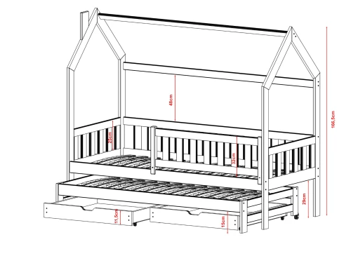 MONKEY 90x190 gris lit enfant maison Lano Meubles