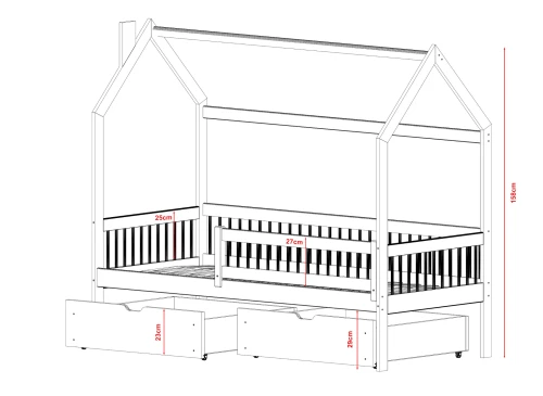 OSKAR 90x200 pin lit cabane enfant Lano Meubles