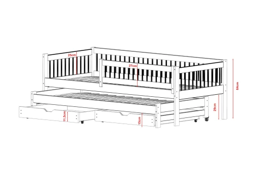 SOFTI 80x200 gris lit pour enfant Lano Meubles