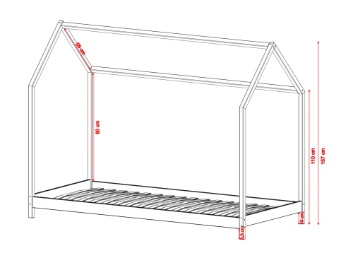 LUCKY 90x200 bois non laqué lit Montessori au sol pour enfants maison  Lano Meubles