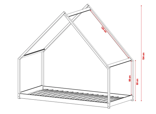 MORIS 90x200 bois non laqué lit Montessori au sol pour enfants maison  Lano Meubles