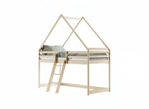 MOON 80x180 bois non laqué lit cabane enfant Lano Meubles