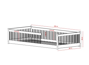 PEDRO 80x180 gris lit Montessori au sol pour enfants Lano Meubles