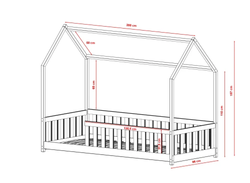 NOAH 90x200 graphite lit Montessori au sol pour enfants Lano Meubles