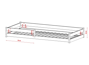 ALIS 90x200 gris lit Montessori au sol pour enfants Lano Meubles