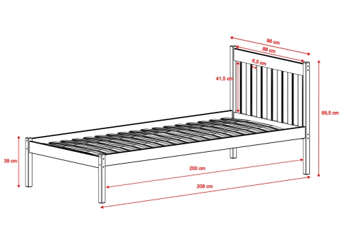 MARTIN 90x200lit simple pour adolescent blanc lit enfant maison Lano Meubles