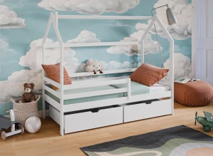 LILA 80x160 blanc lit cabane enfant Lano Meubles