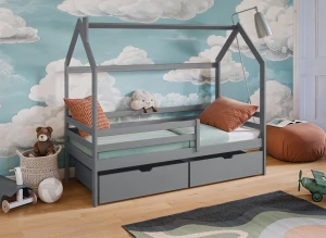 LILA 90x200 gris lit cabane enfant Lano Meubles