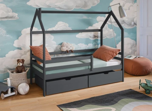 LILA 80x190 graphite lit cabane enfant Lano Meubles