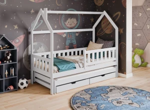 MONKEY 90x180 blanc lit enfant maison Lano Meubles