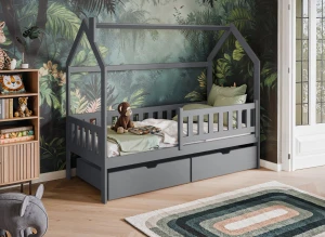 NATAN 80x180 gris lit cabane enfant Lano Meubles