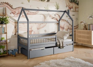 OSKAR 80x200 gris lit cabane enfant Lano Meubles