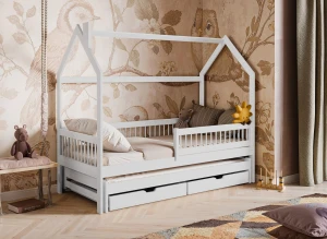 PAPI 80x180 blanc lit enfant maison Lano Meubles
