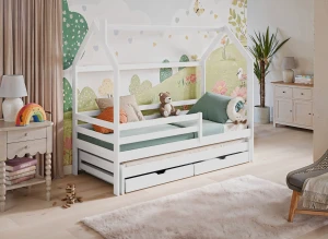 DANEK 80x190 blanc lit enfant maison Lano Meubles