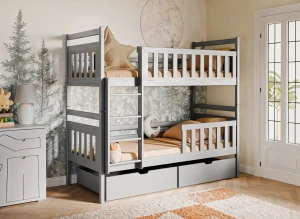 MONIKA 90x190 gris lit superposé Lano Meubles