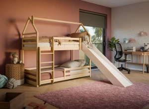 PLAY 80x200 rose avec toboggan lit superposé maison Lano Meubles