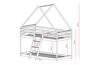 SWEET 80x180 cachemire lit superposé maisonnette Lano Meubles