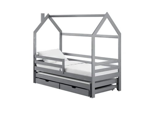 DANEK 90x200 gris lit enfant maison Lano Meubles