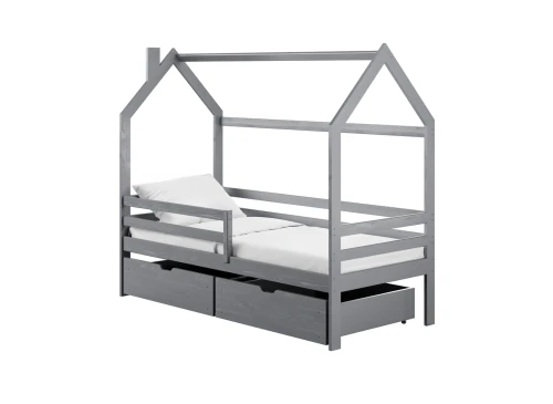 LILA 90x200 gris lit cabane enfant Lano Meubles