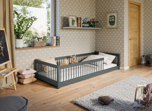 PEDRO 80x180 graphite lit Montessori au sol pour enfants Lano Meubles